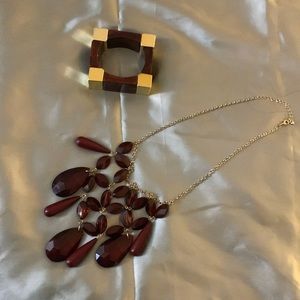 Burgundy Statement Necklace and Bracelet